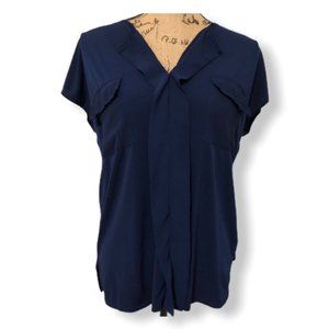 {Jones NY} Pleated Ruffle Front Blouse